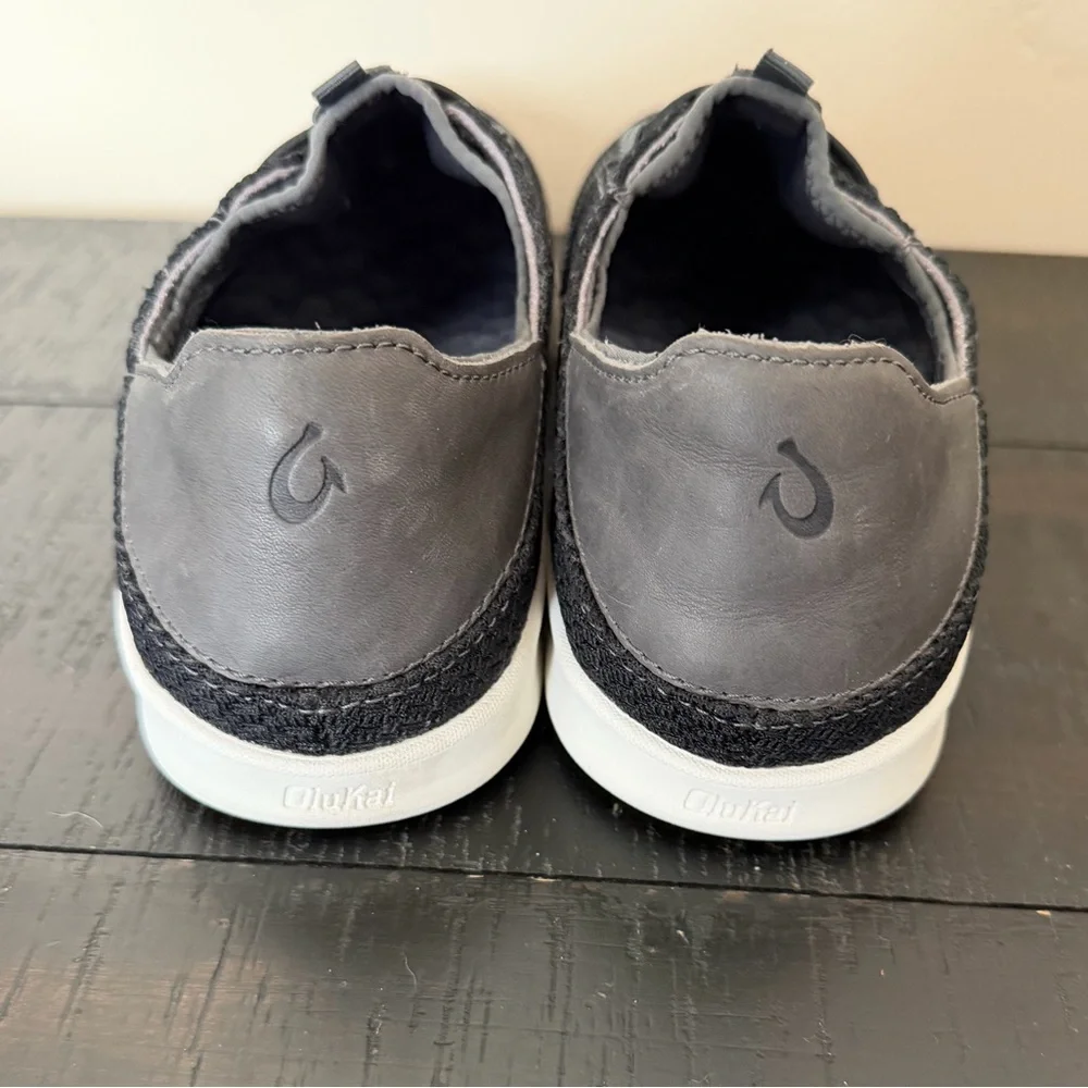Men’s OluKai Alapa Li black slip on sneakers size 7 knot comfort casual travel‎